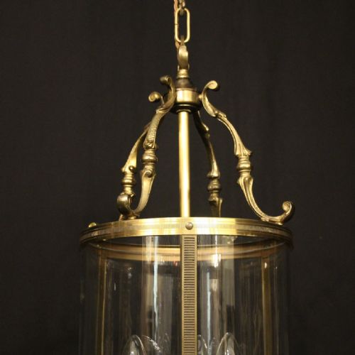 FRENCH GILDED BRASS TRIPLE LIGHT ANTIQUE LANTERN - ADDITIONAL PHOTO 8