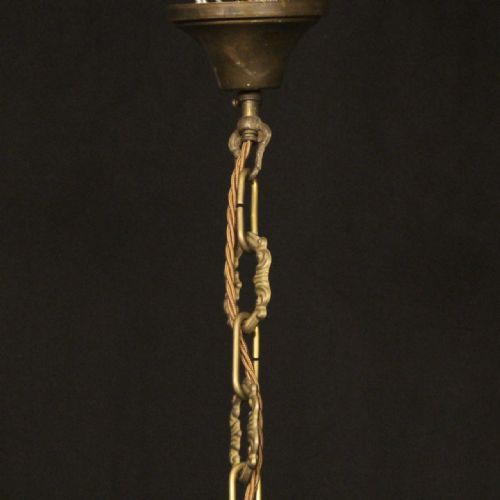 FRENCH GILDED BRASS TRIPLE LIGHT ANTIQUE LANTERN - ADDITIONAL PHOTO 9