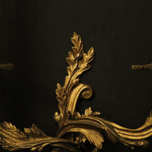 FRENCH SET OF 4 GILDED BRASS TWIN ARM WALL LIGHTS - ADDITIONAL PHOTO 3