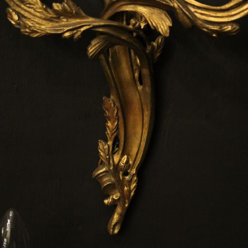 FRENCH SET OF 4 GILDED BRASS TWIN ARM WALL LIGHTS - ADDITIONAL PHOTO 8