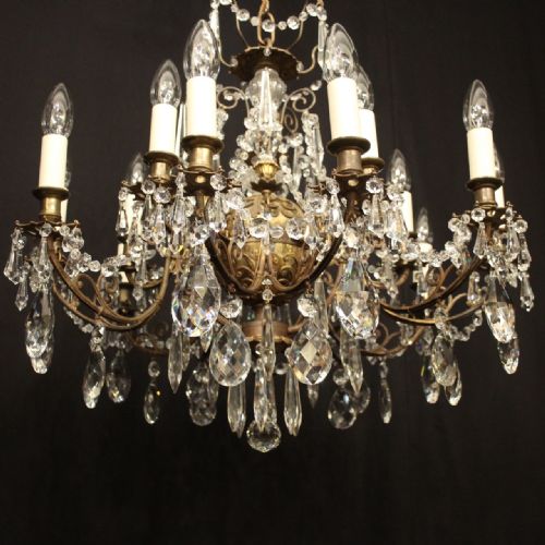 FRENCH 15 LIGHT GILDED CRYSTAL ANTIQUE CHANDELIER - ADDITIONAL PHOTO 1