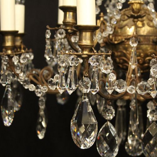 FRENCH 15 LIGHT GILDED CRYSTAL ANTIQUE CHANDELIER - ADDITIONAL PHOTO 2