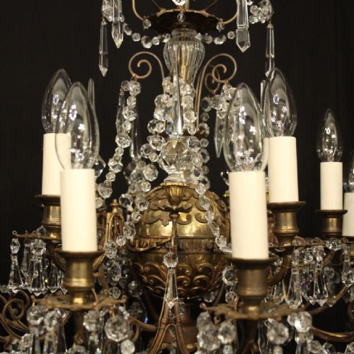 FRENCH 15 LIGHT GILDED CRYSTAL ANTIQUE CHANDELIER - ADDITIONAL PHOTO 4