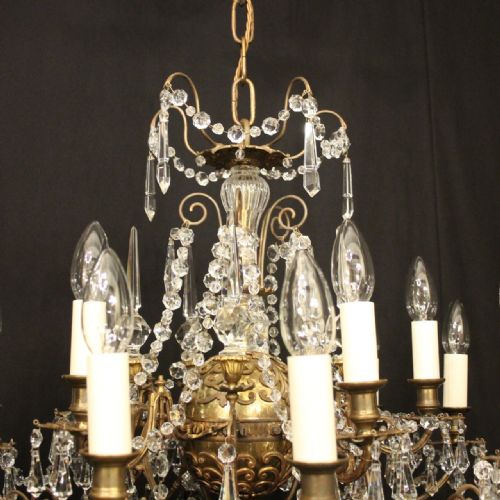 FRENCH 15 LIGHT GILDED CRYSTAL ANTIQUE CHANDELIER - ADDITIONAL PHOTO 5