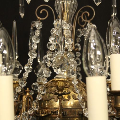 FRENCH 15 LIGHT GILDED CRYSTAL ANTIQUE CHANDELIER - ADDITIONAL PHOTO 6
