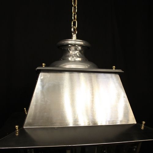 LARGE OVERSIZED FRENCH STEEL BRASS 4 LIGHT LANTERN - ADDITIONAL PHOTO 4