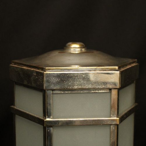 ENGLISH PAIR OF SILVER PLATED ART DECO ANTIQUE LANTERNS - ADDITIONAL PHOTO 3