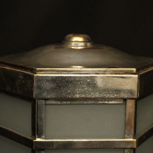 ENGLISH PAIR OF SILVER PLATED ART DECO ANTIQUE LANTERNS - ADDITIONAL PHOTO 5