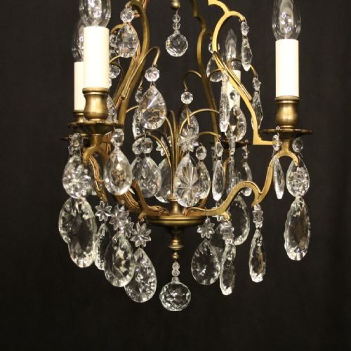 FRENCH GILDED 4 LIGHT BIRDCAGE CHANDELIER - ADDITIONAL PHOTO 1