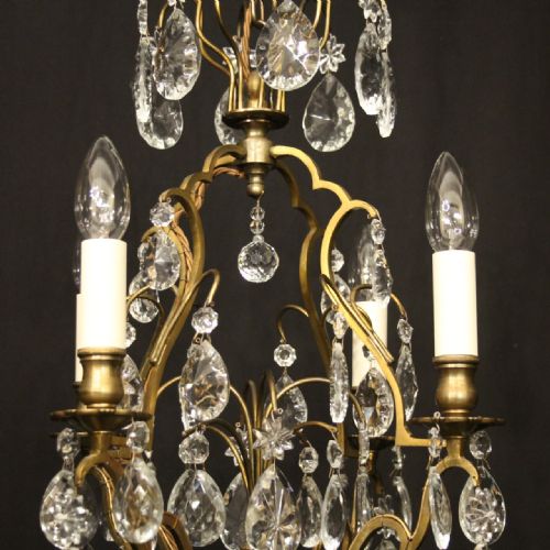 FRENCH GILDED 4 LIGHT BIRDCAGE CHANDELIER - ADDITIONAL PHOTO 6