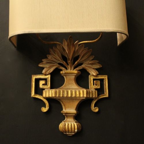 FRENCH SET OF 4 GILTWOOD ANTIQUE TWIN ARM WALL LIGHTS - ADDITIONAL PHOTO 1