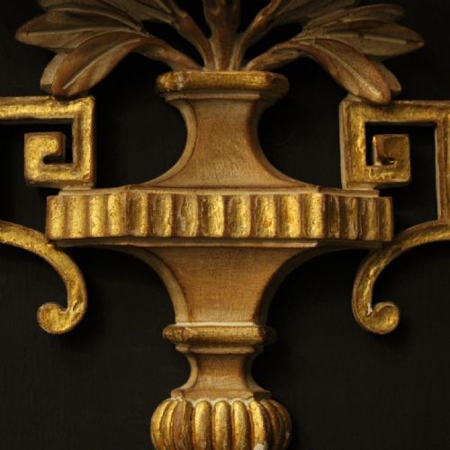 FRENCH SET OF 4 GILTWOOD ANTIQUE TWIN ARM WALL LIGHTS - ADDITIONAL PHOTO 3