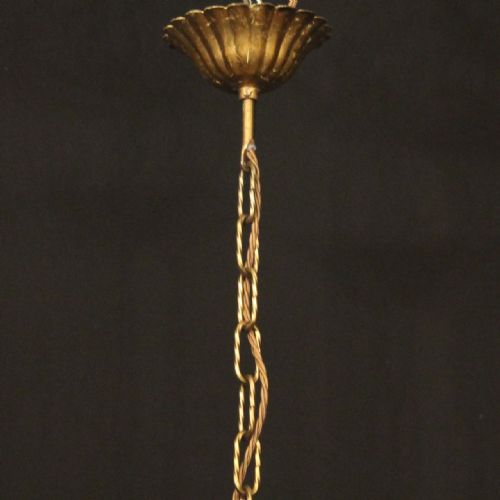 FRENCH TOLEWARE 5 LIGHT FLOWER CHANDELIER - ADDITIONAL PHOTO 8