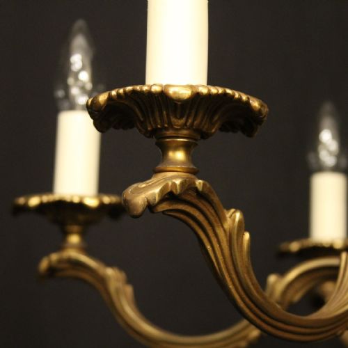 FRENCH GILDED BRASS 6 LIGHT CHANDELIER - ADDITIONAL PHOTO 5