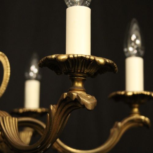 FRENCH GILDED BRASS 6 LIGHT CHANDELIER - ADDITIONAL PHOTO 6