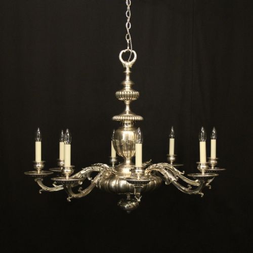 English Faraday & Son Silver Gilded 8 Light Antique Chandelier