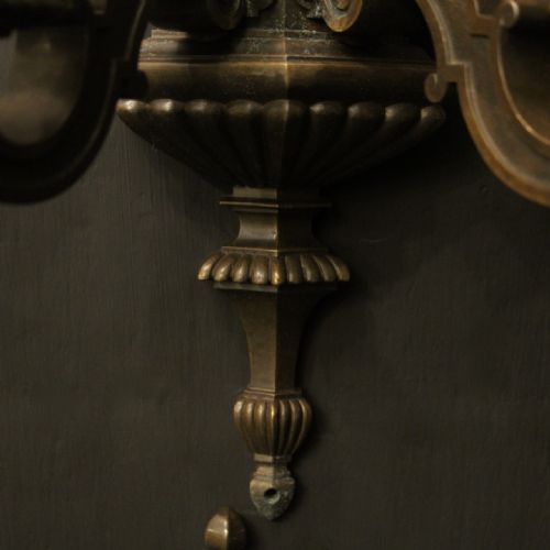 ENGLISH SET OF 4 BRONZE TWIN ARM ANTIQUE WALL LIGHTS - ADDITIONAL PHOTO 8
