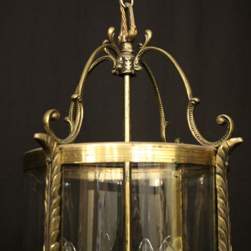 FRENCH GILDED TRIPLE LIGHT CONVEX ANTIQUE LANTERN - ADDITIONAL PHOTO 3