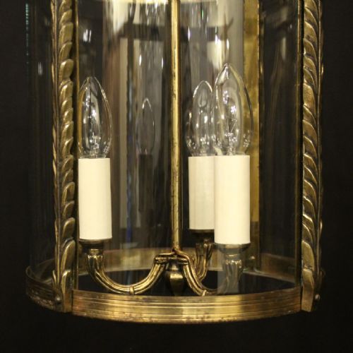 FRENCH GILDED TRIPLE LIGHT CONVEX ANTIQUE LANTERN - ADDITIONAL PHOTO 6