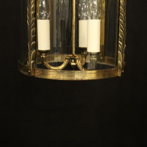 FRENCH GILDED TRIPLE LIGHT CONVEX ANTIQUE LANTERN - ADDITIONAL PHOTO 7