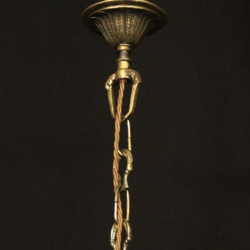 FRENCH GILDED TRIPLE LIGHT CONVEX ANTIQUE LANTERN - ADDITIONAL PHOTO 9