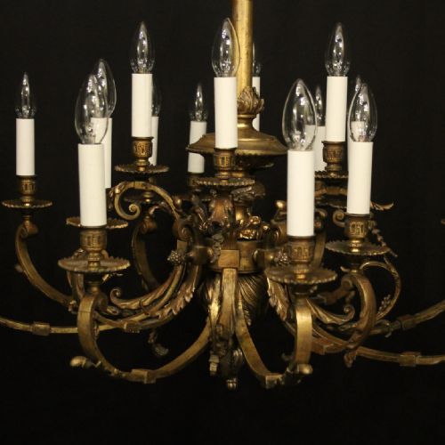 FRENCH 19TH CENTURY GILDED BRONZE 16 LIGHT TIERED ANTIQUE GASOLIER - ADDITIONAL PHOTO 2