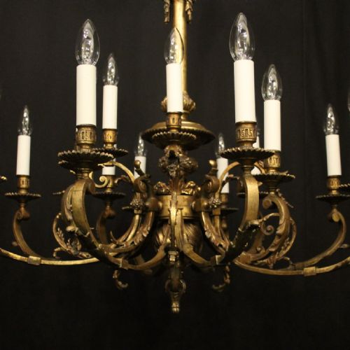 FRENCH 19TH CENTURY GILDED BRONZE 16 LIGHT TIERED ANTIQUE GASOLIER - ADDITIONAL PHOTO 3