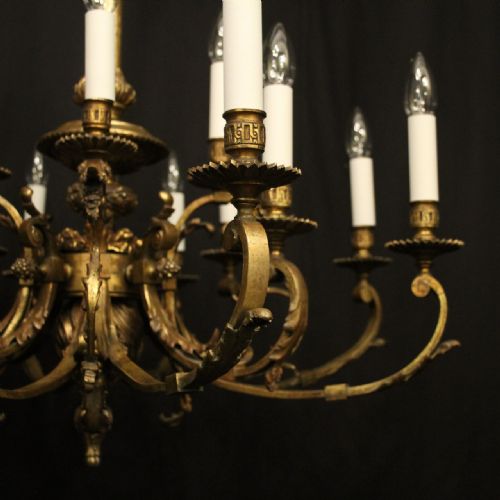 FRENCH 19TH CENTURY GILDED BRONZE 16 LIGHT TIERED ANTIQUE GASOLIER - ADDITIONAL PHOTO 4