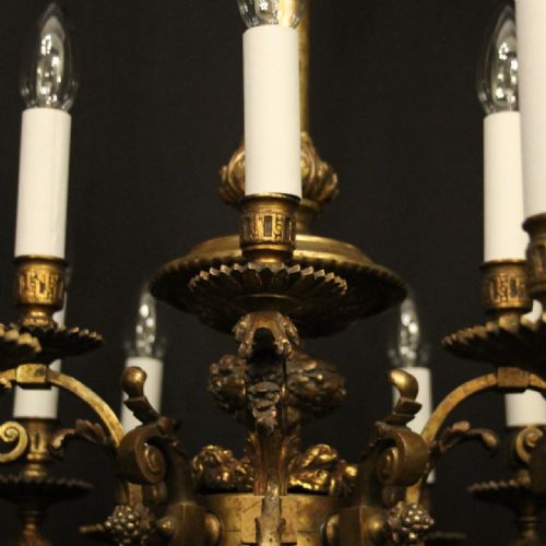 FRENCH 19TH CENTURY GILDED BRONZE 16 LIGHT TIERED ANTIQUE GASOLIER - ADDITIONAL PHOTO 5