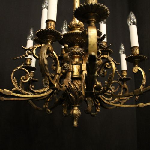 FRENCH 19TH CENTURY GILDED BRONZE 16 LIGHT TIERED ANTIQUE GASOLIER - ADDITIONAL PHOTO 6