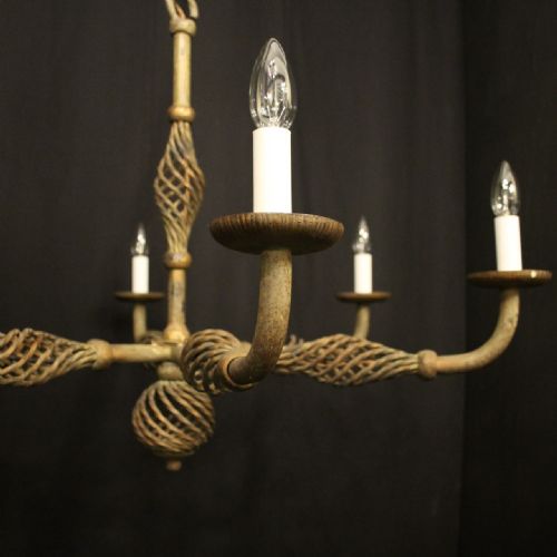 FRENCH 6 LIGHT WROUGHT IRON ANTIQUE CHANDELIER - ADDITIONAL PHOTO 1