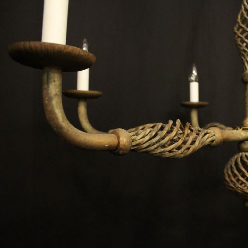 FRENCH 6 LIGHT WROUGHT IRON ANTIQUE CHANDELIER - ADDITIONAL PHOTO 3