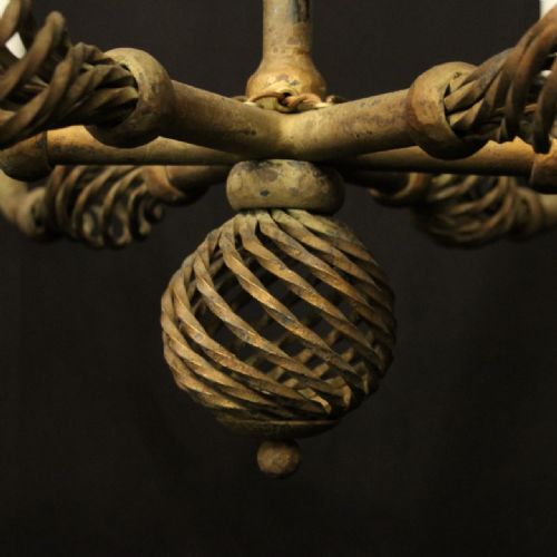 FRENCH 6 LIGHT WROUGHT IRON ANTIQUE CHANDELIER - ADDITIONAL PHOTO 5