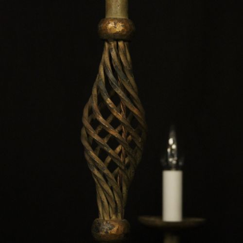 FRENCH 6 LIGHT WROUGHT IRON ANTIQUE CHANDELIER - ADDITIONAL PHOTO 7