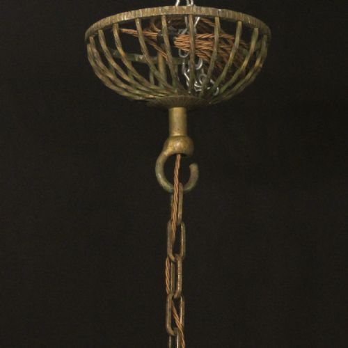 FRENCH 6 LIGHT WROUGHT IRON ANTIQUE CHANDELIER - ADDITIONAL PHOTO 9