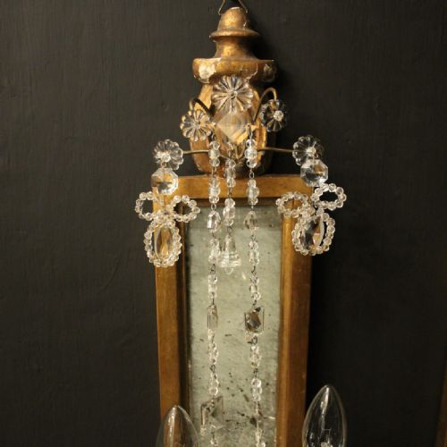 FRENCH PAIR OF GILTWOOD CRYSTAL TWIN ARM GIRANDOLES - ADDITIONAL PHOTO 2