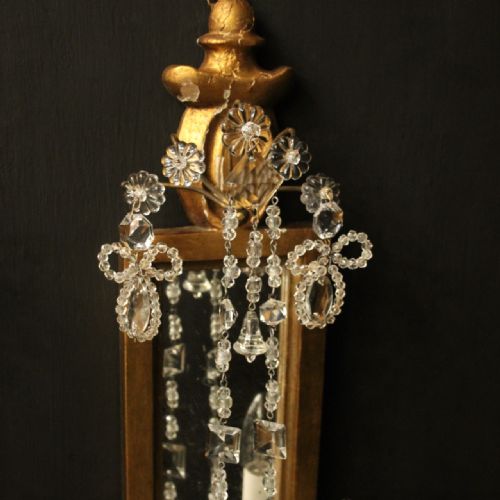 FRENCH PAIR OF GILTWOOD CRYSTAL TWIN ARM GIRANDOLES - ADDITIONAL PHOTO 5