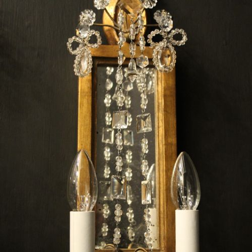 FRENCH PAIR OF GILTWOOD CRYSTAL TWIN ARM GIRANDOLES - ADDITIONAL PHOTO 8