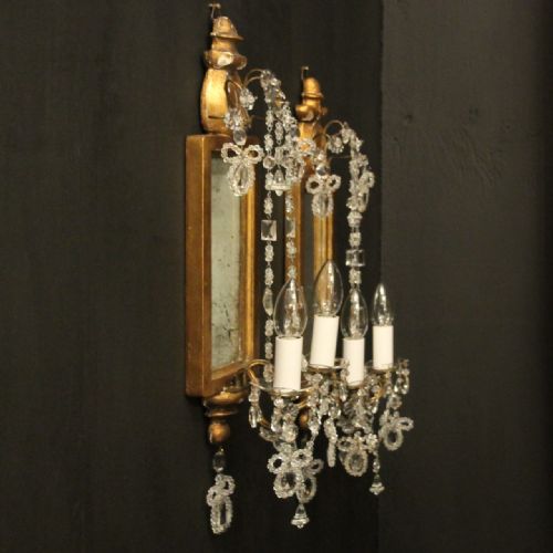 FRENCH PAIR OF GILTWOOD CRYSTAL TWIN ARM GIRANDOLES - ADDITIONAL PHOTO 9