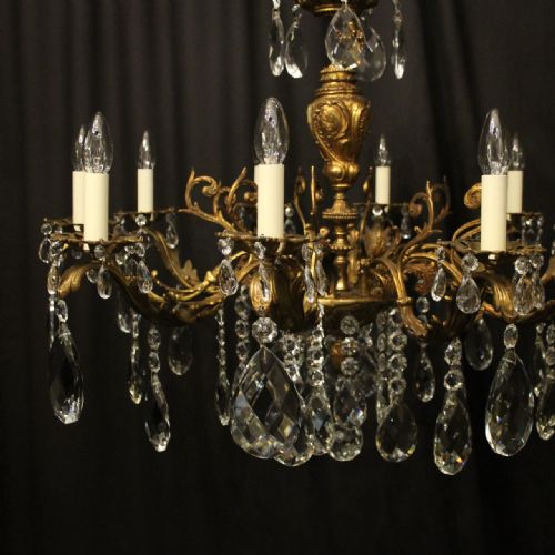 FRENCH GILDED BRONZE CRYSTAL 10 LIGHT ANTIQUE CHANDELIER - ADDITIONAL PHOTO 1