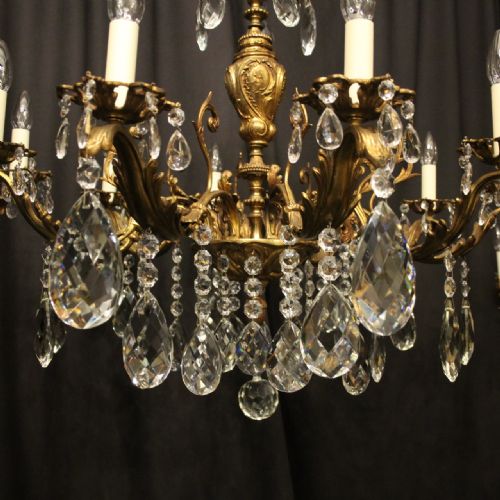 FRENCH GILDED BRONZE CRYSTAL 10 LIGHT ANTIQUE CHANDELIER - ADDITIONAL PHOTO 3