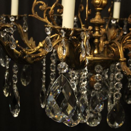 FRENCH GILDED BRONZE CRYSTAL 10 LIGHT ANTIQUE CHANDELIER - ADDITIONAL PHOTO 4