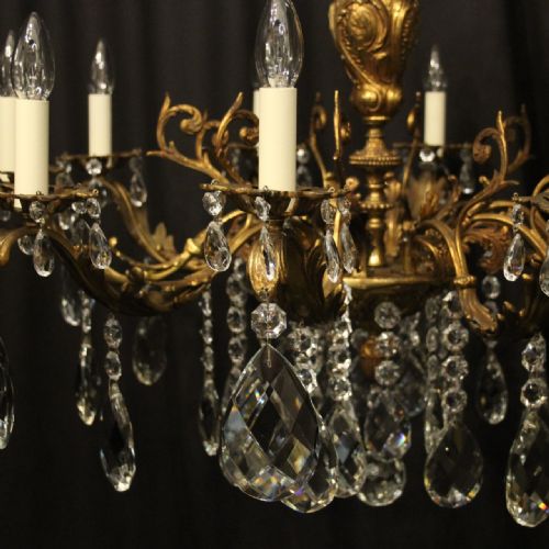 FRENCH GILDED BRONZE CRYSTAL 10 LIGHT ANTIQUE CHANDELIER - ADDITIONAL PHOTO 5