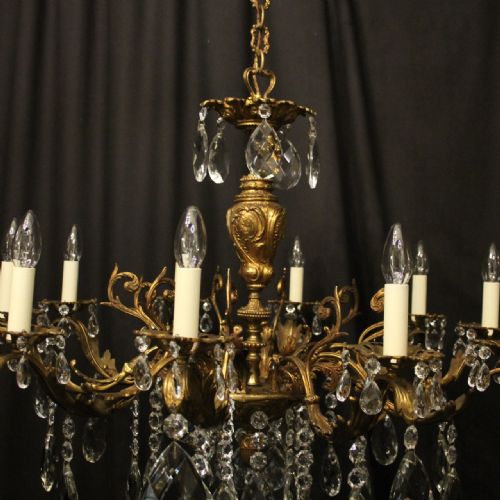 FRENCH GILDED BRONZE CRYSTAL 10 LIGHT ANTIQUE CHANDELIER - ADDITIONAL PHOTO 7