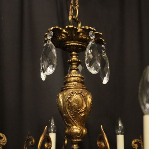 FRENCH GILDED BRONZE CRYSTAL 10 LIGHT ANTIQUE CHANDELIER - ADDITIONAL PHOTO 8