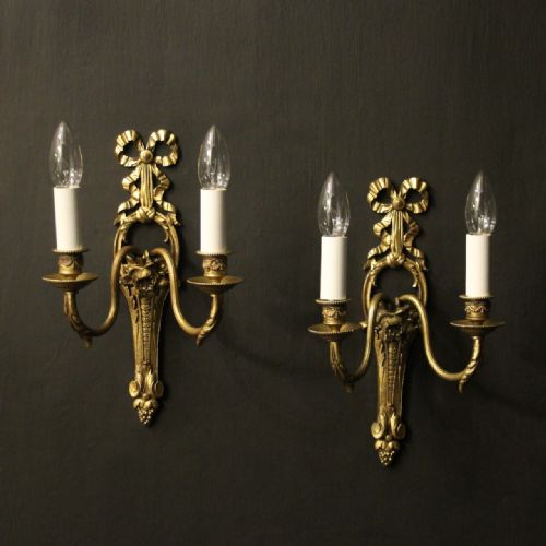 french pair of gilded bronze antique wall lights - CATEGORY: ANTIQUE LIGHTING - DATED 1910