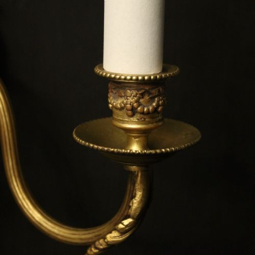 FRENCH PAIR OF GILDED BRONZE ANTIQUE WALL LIGHTS - ADDITIONAL PHOTO 7