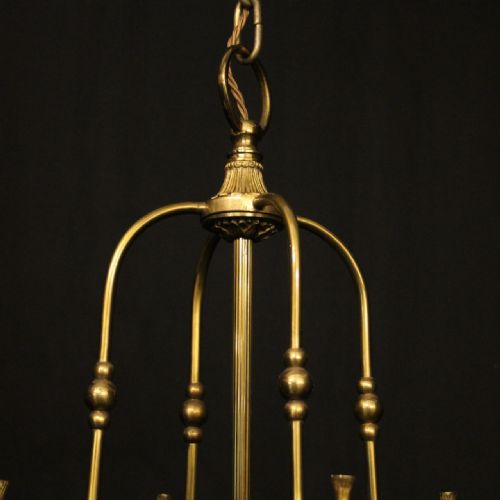 FRENCH GILDED BRASS FOUR LIGHT ANTIQUE LANTERN - ADDITIONAL PHOTO 4