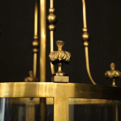 FRENCH GILDED BRASS FOUR LIGHT ANTIQUE LANTERN - ADDITIONAL PHOTO 5
