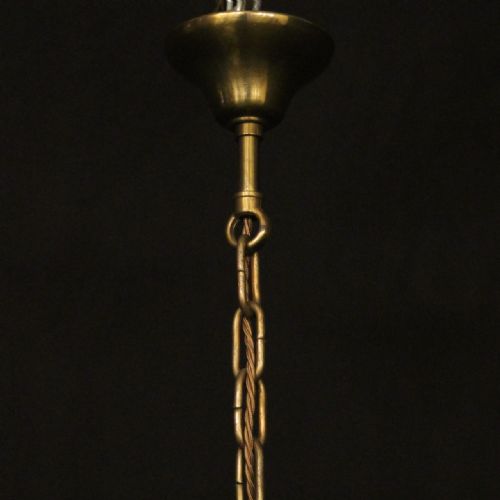 FRENCH GILDED BRASS FOUR LIGHT ANTIQUE LANTERN - ADDITIONAL PHOTO 9